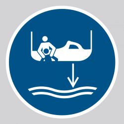 Autocollant Panneau Abaisser le canot de sauvetage à l'eau dans l'ordre de lancement - ISO7010 - M041