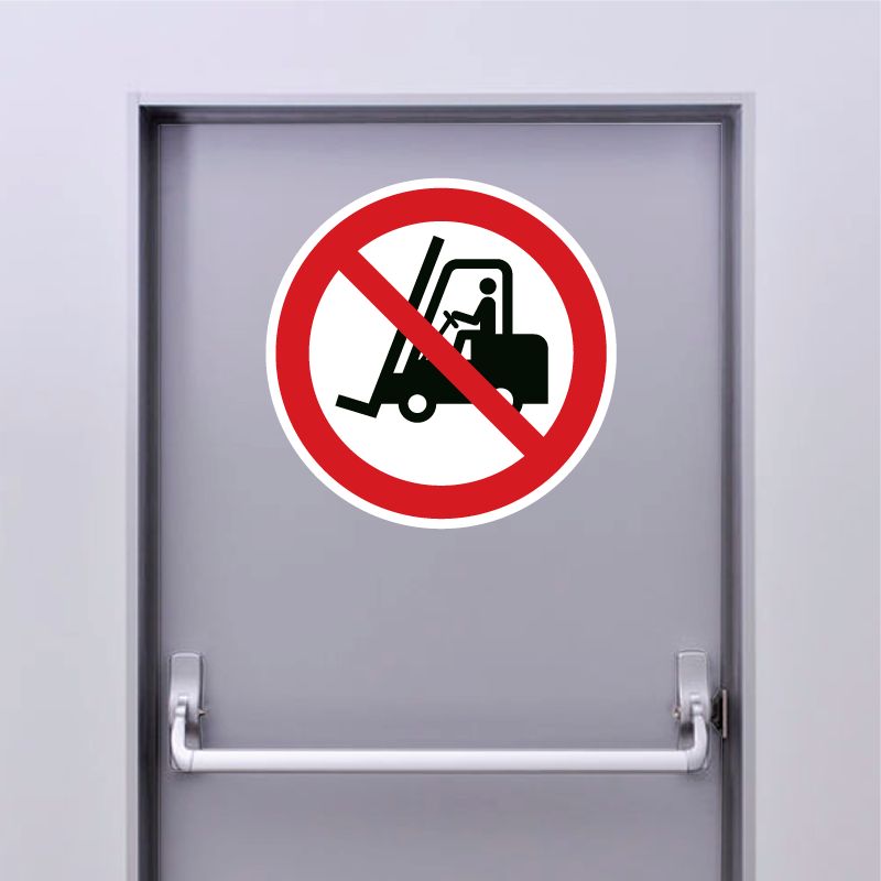 Autocollant Panneau interdit aux chariots élévateurs à fourches et autres véhicules industriels - ISO7010 - P006