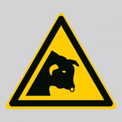 Autocollant Panneau danger taureau - ISO7010 - W034