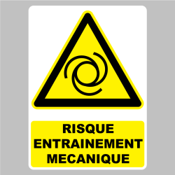 Sticker Panneau Risque Entrainement Mécanique
